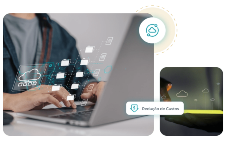 Pessoa utilizando notebook para migrar dados para nuvem com segurança e redução de custos