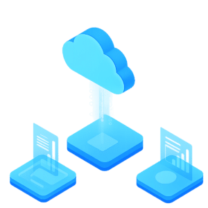 Ilustração de nuvem AWS conectando aplicações empresariais para automação, IA e Analytics