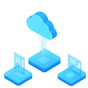 Ilustração de nuvem AWS conectando aplicações empresariais para automação, IA e Analytics