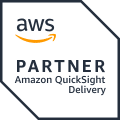 Badge oficial da AWS reconhecendo a ST IT Cloud como Amazon QuickSight Delivery Partner.